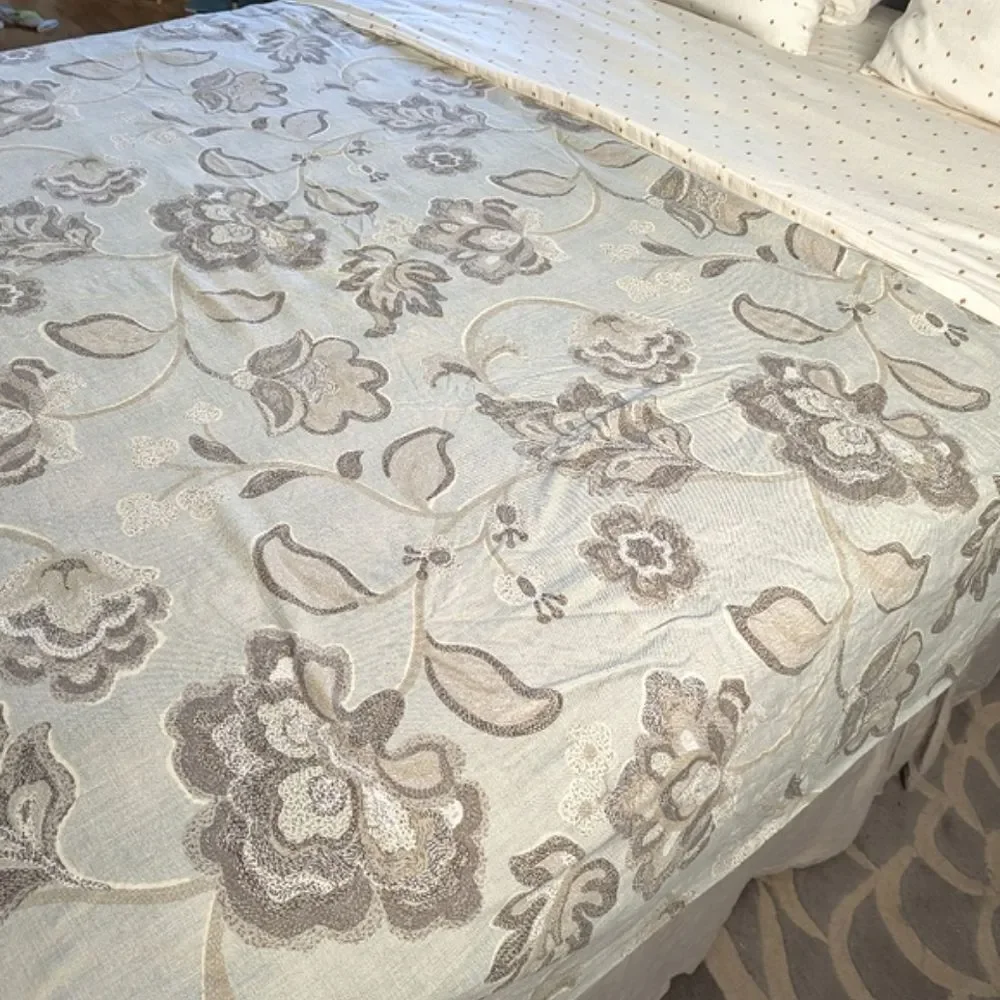 Harbor House Modern Floral Blue Brown 100% Cotton Duvet Cover F/Q